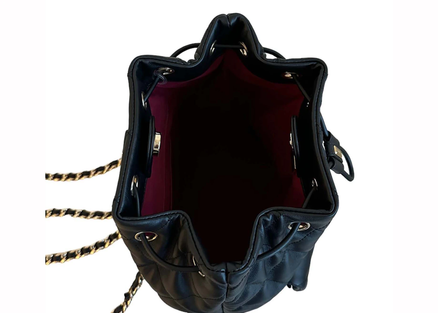 Chanel Drawstring Two Pocket Backpack Black (AS4342) in Calfskin with ...