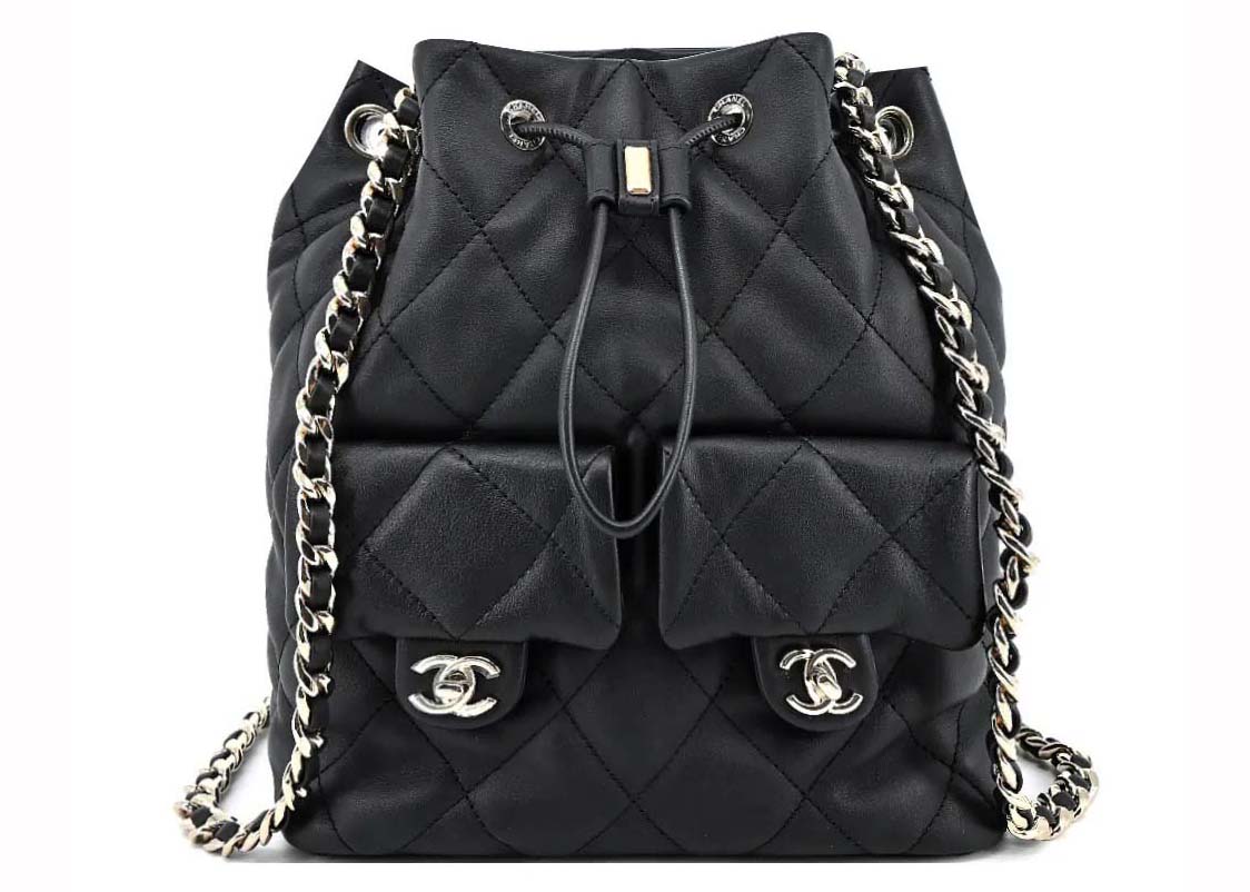 Chanel Drawstring Two Pocket Backpack Black (AS4342) in Calfskin 