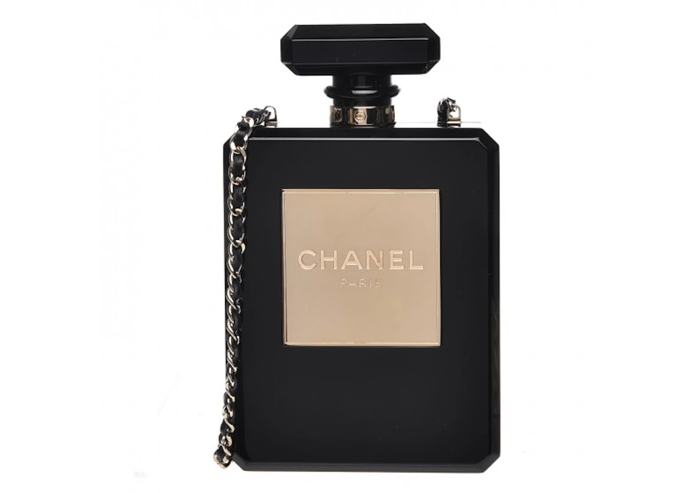 Chanel Evening Bag No 5 Perfume Bottle Black Gold