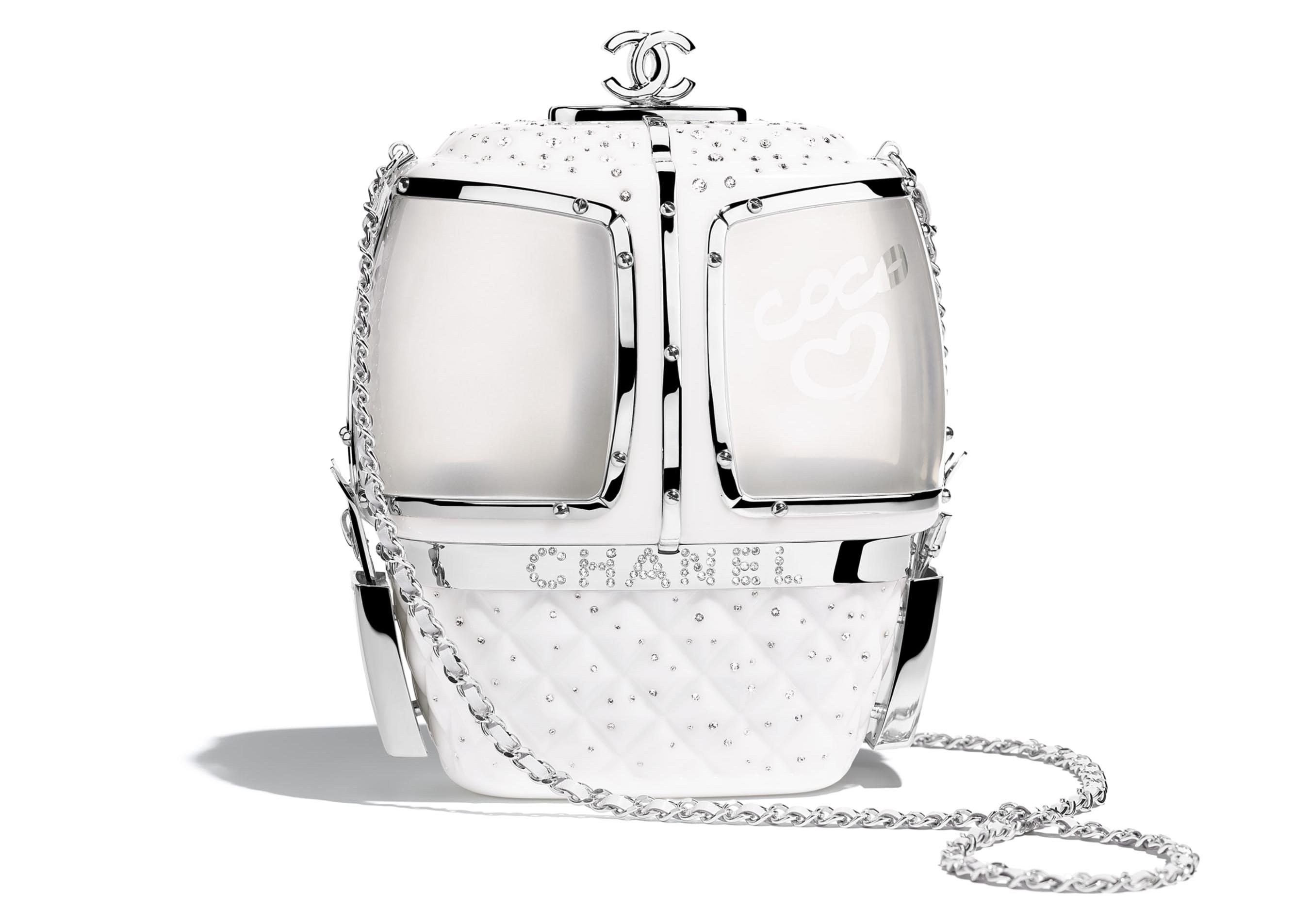 Chanel Evening Bag Silver-tone White in Resin/Strass with Silver ...