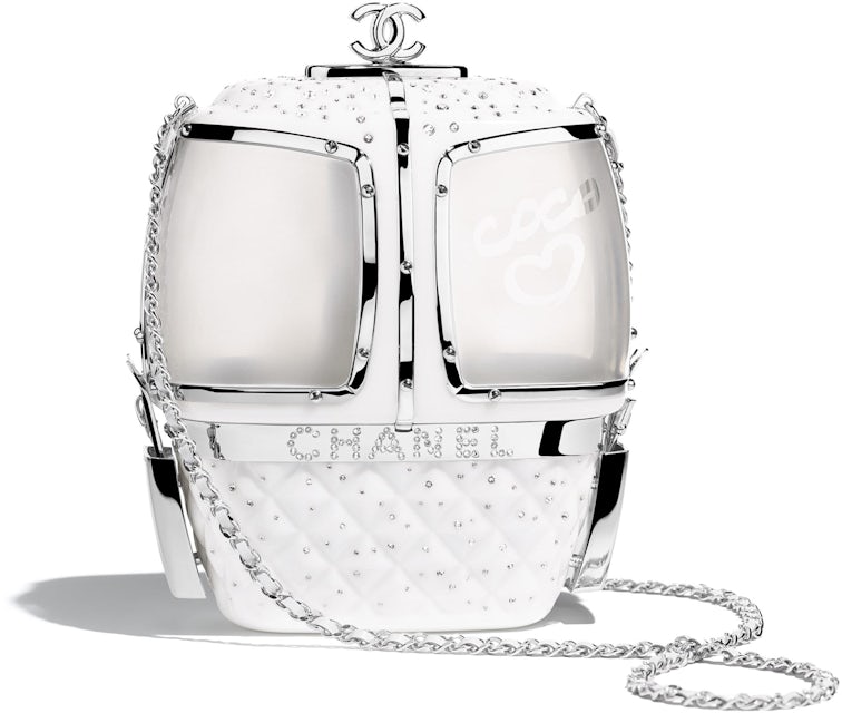 Chanel Evening Bag Silver-tone White in Resin/Strass with Silver-tone - US