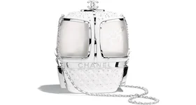 Chanel Evening Bag Silver-tone White