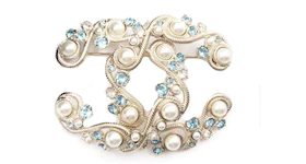 Chanel Filigree Brooch Crystal Pearl Large Gold/Blue