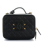 CHANEL, Bags, Caviar Quilted Small Cc Filigree Vanity Case Black