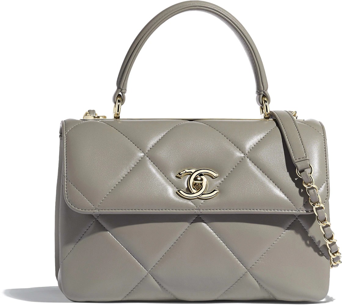 Chanel Flap Bag (With Gold-tone Small Gray in Lambskin with Gold-tone -