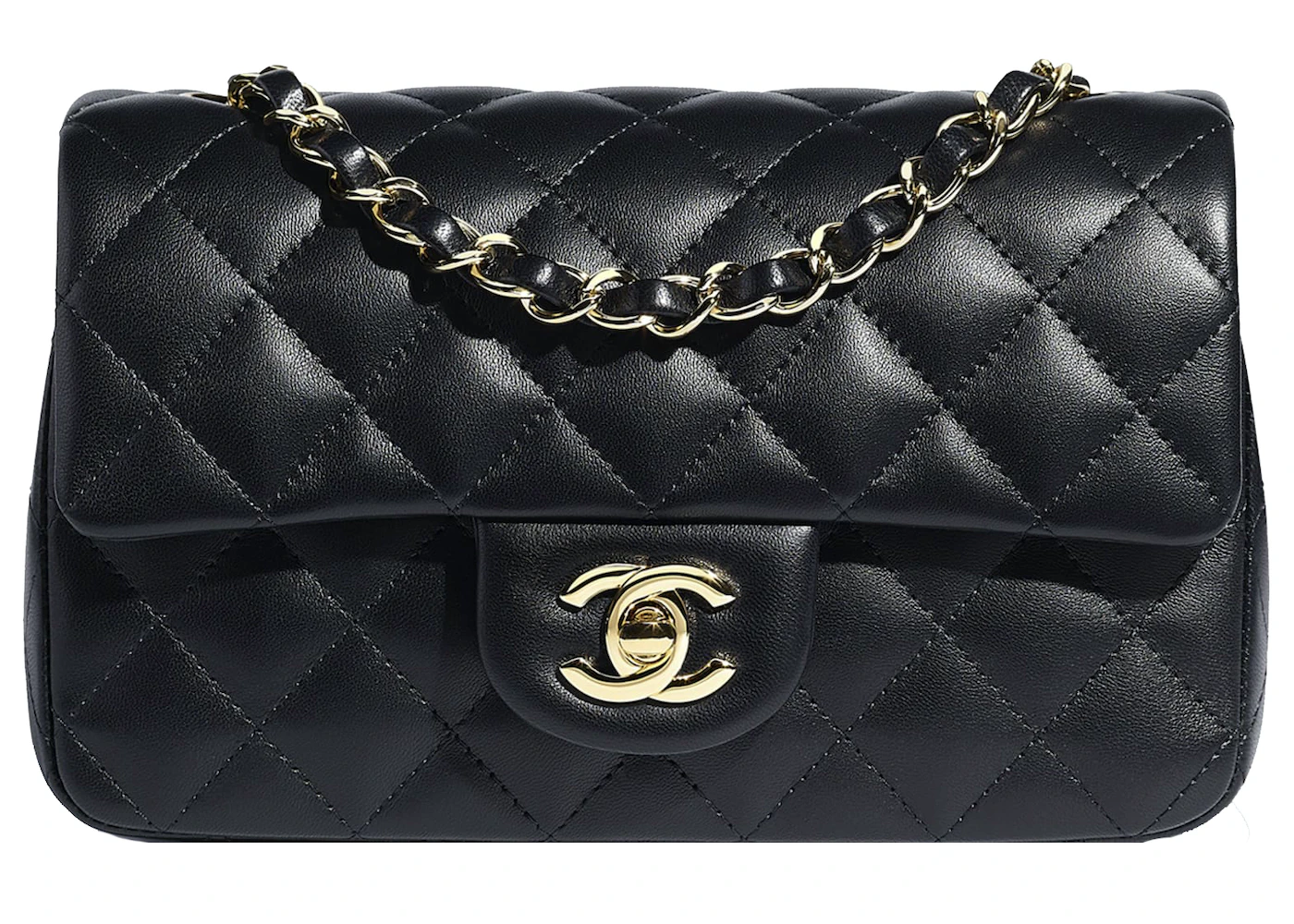 Chanel Flap Bag Mini Black in Lambskin Leather with Gold-tone - GB