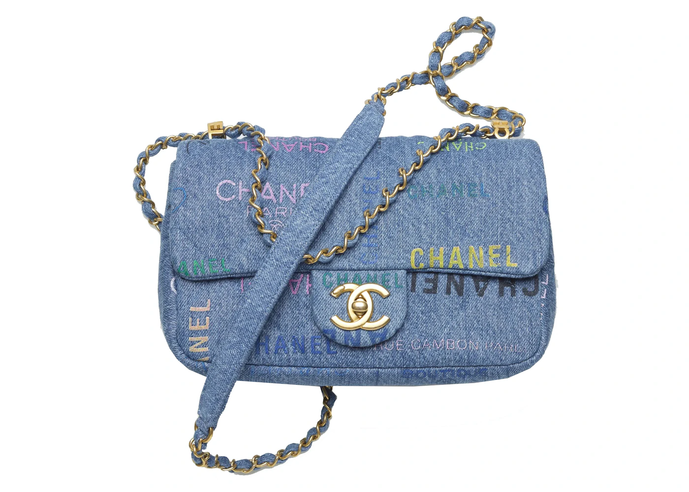 chanel blue jean purse