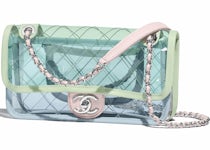 Chanel Flap Bag Transparent PVC/Lambskin Silver-tone Blue/Green/Pink