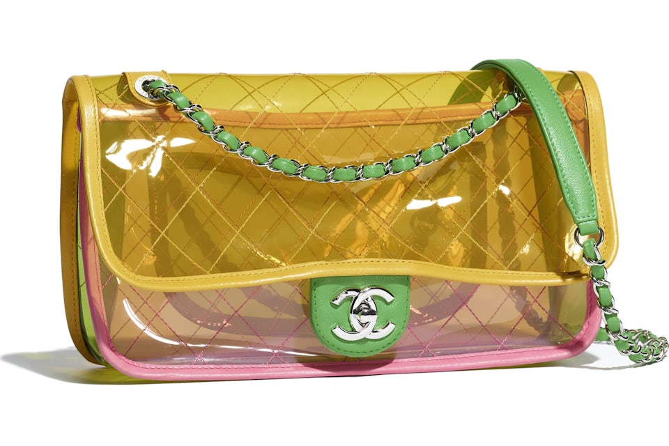 Chanel Flap Bag Transparent Pink/Yellow in PVC/Lambskin with