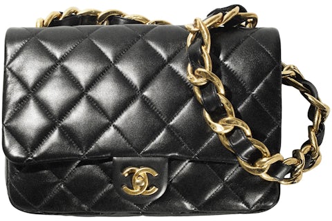 Chanel Flap Bag with Chunky Chain Strap Large 22S Lambskin Black