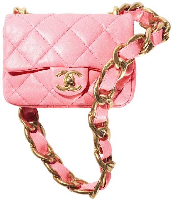 Chanel Flap Bag with Chunky Chain Strap Mini 22S Lambskin Coral Pink in  Lambskin Leather with Gold-tone - JP