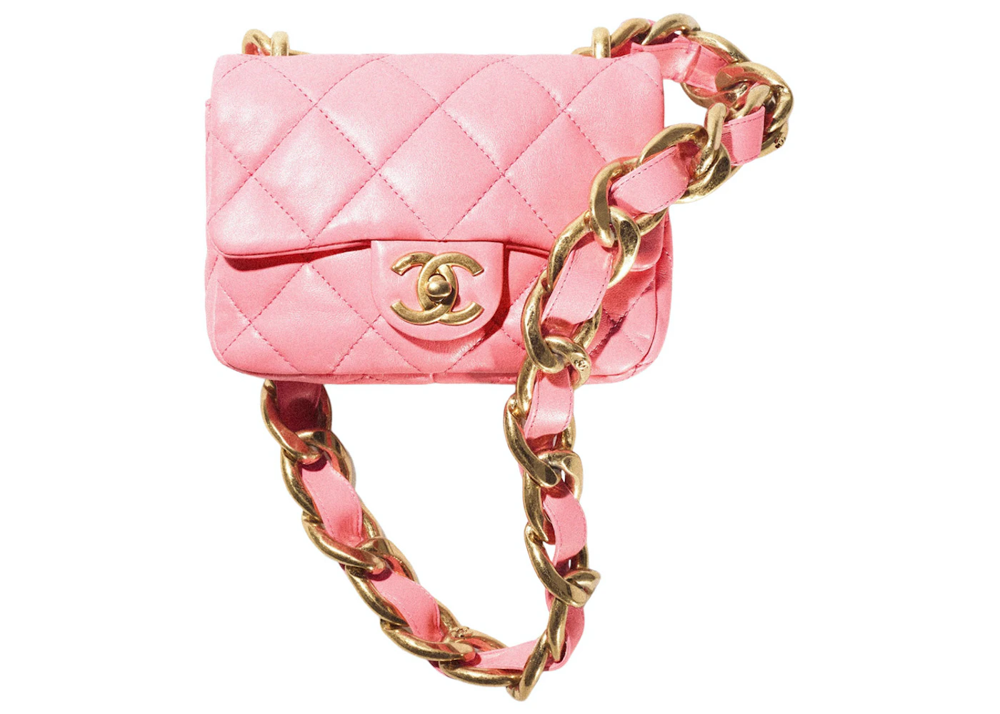 Chanel Flap Bag with Chunky Chain Strap Mini 22S Lambskin Coral Pink in Lambskin  Leather with Gold-tone - GB