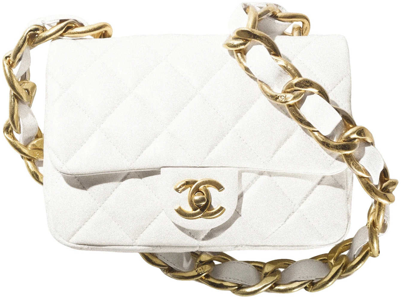 Chanel Bag with Chunky Chain Strap Small 22S Lambskin White in Lambskin Leather with Gold-tone - US