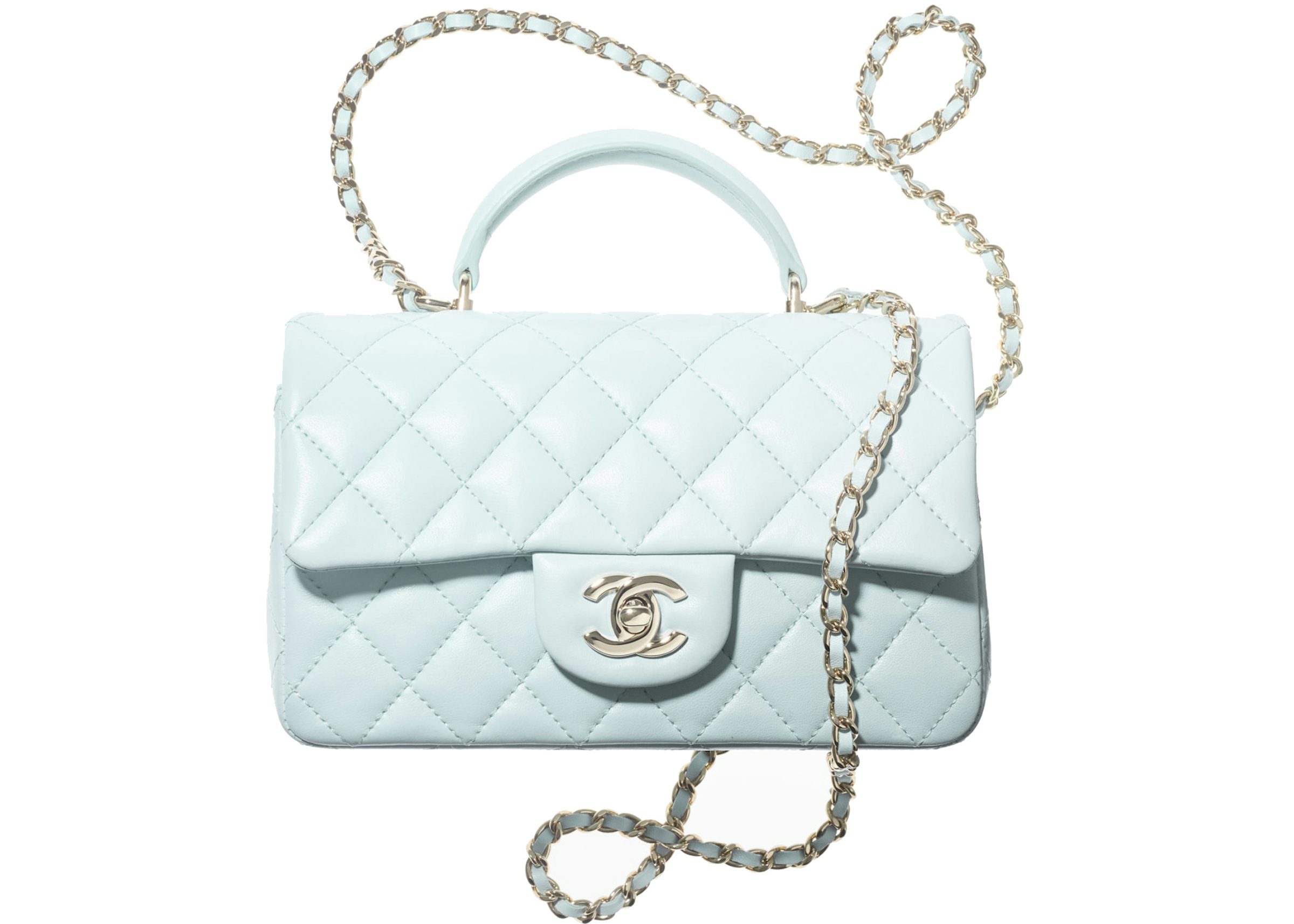 Chanel Handbag Pink Top Handle Tote Bag Antique Gold Hardware