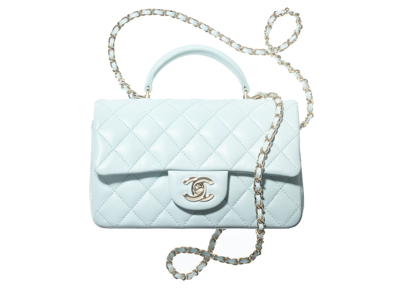 white chanel flap bag with top handle handbag