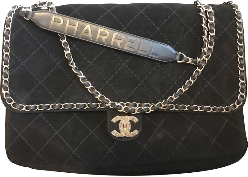 Chanel x Pharrell Flap Bag XXL Black in Suede with Silver tone US