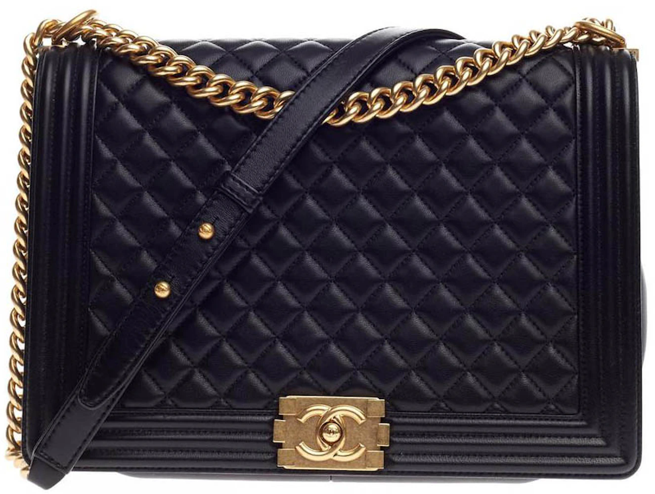 Chanel Vintage Diamond Stitch Boston Bag Quilted Lambskin Large in