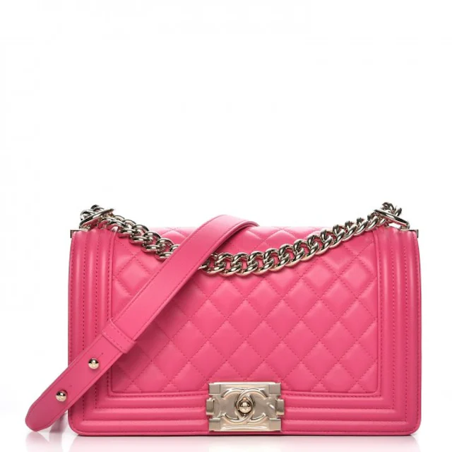 Chanel Boy Flap Quilted Diamond Medium Pink in Lambskin with Light Gold ...