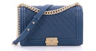 Chanel Boy Flap Quilted Diamond New Medium Blue