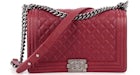Chanel Boy Flap Quilted Diamond New Medium Red