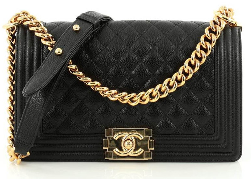 Chanel boy quilted discount caviar