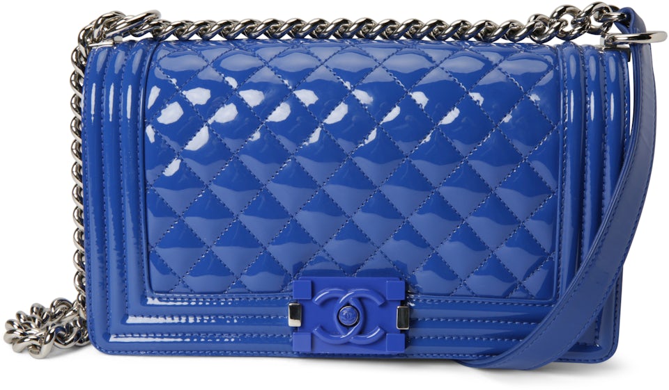 Chanel Boy Flap Quilted Old Medium Royal Blue in Patent/Plexiglass with  Silver-tone - US