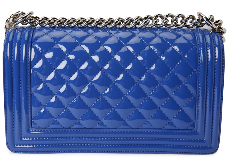 Chanel Boy Flap Quilted Old Medium Royal Blue in Patent Plexiglass