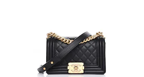 Chanel Boy Flap Quilted Caviar Leather Gold-tone Small Black