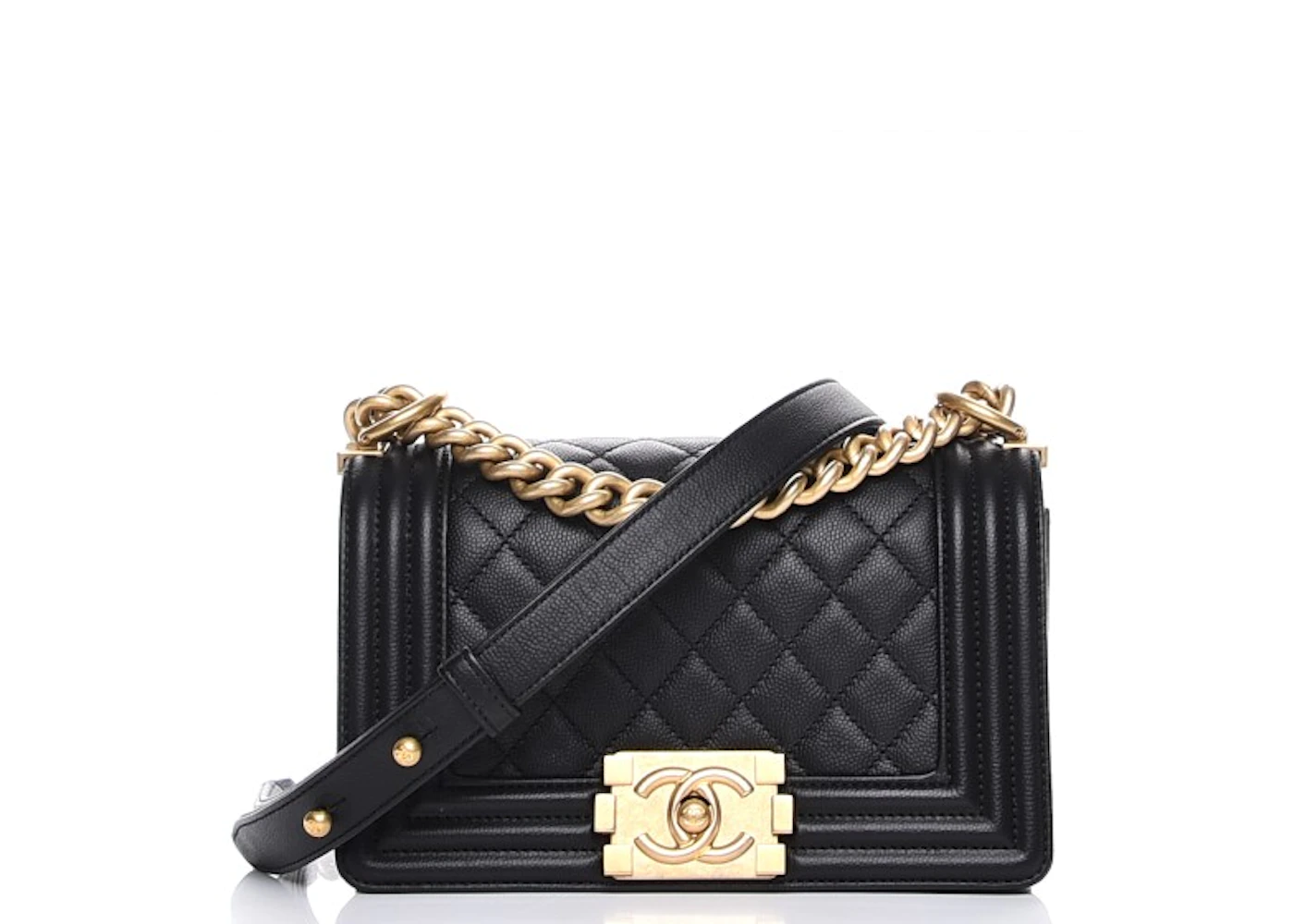 tandlæge Bølle krater Chanel Boy Flap Quilted Caviar Leather Gold-tone Small Black in Caviar  Leather with Gold-tone - US