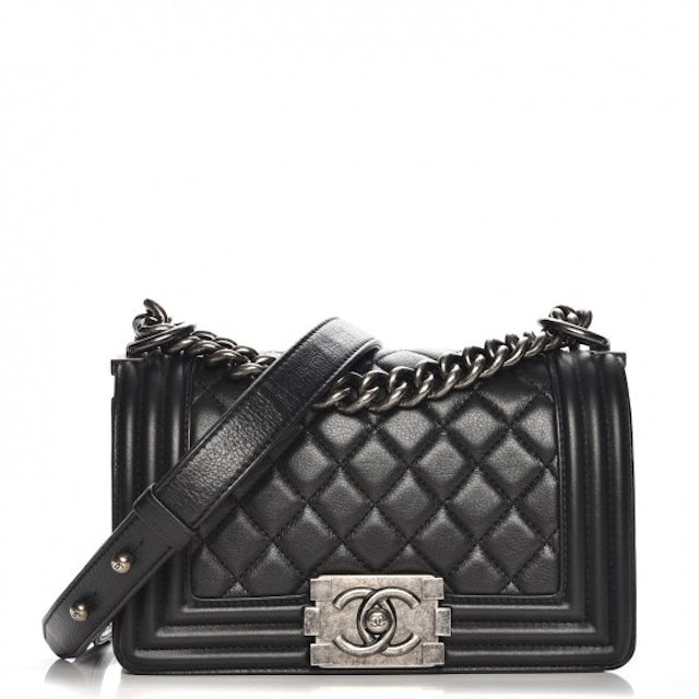 Chanel Boy Flap Quilted Calfskin Ruthenium Small Black in Calfskin with  Ruthenium - GB
