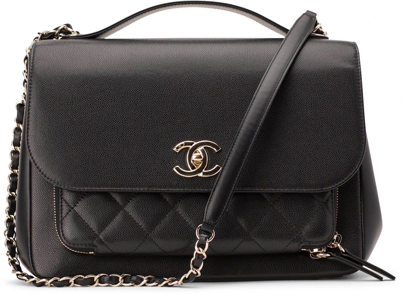 Chanel Business Affinity Quilted Caviar Gold-tone Large Black - GB