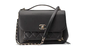 Chanel Business Affinity Quilted Caviar Gold-tone Large Black