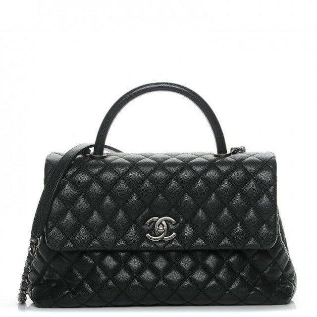 Chanel Brown Caviar Leather Mini Coco Top Handle Bag Chanel