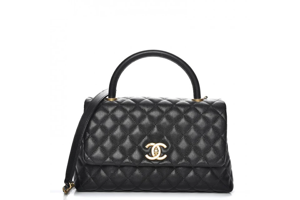 Chanel Coco Handle Flap Quilted Caviar Aged Gold Tone Small Black In Caviar With Aged Gold Tone Chanel Coco Handle Flap Quilted Caviar Aged Gold Tone Small Black In Caviar With Aged Gold Tone