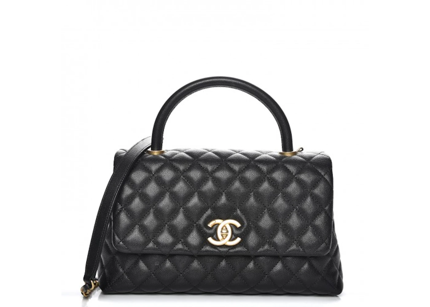 Chanel Coco Handle Flap Quilted Caviar Aged Gold Tone Small Black In Caviar With Aged Gold Tone Chanel Coco Handle Flap Quilted Caviar Aged Gold Tone Small Black In Caviar With Aged Gold Tone