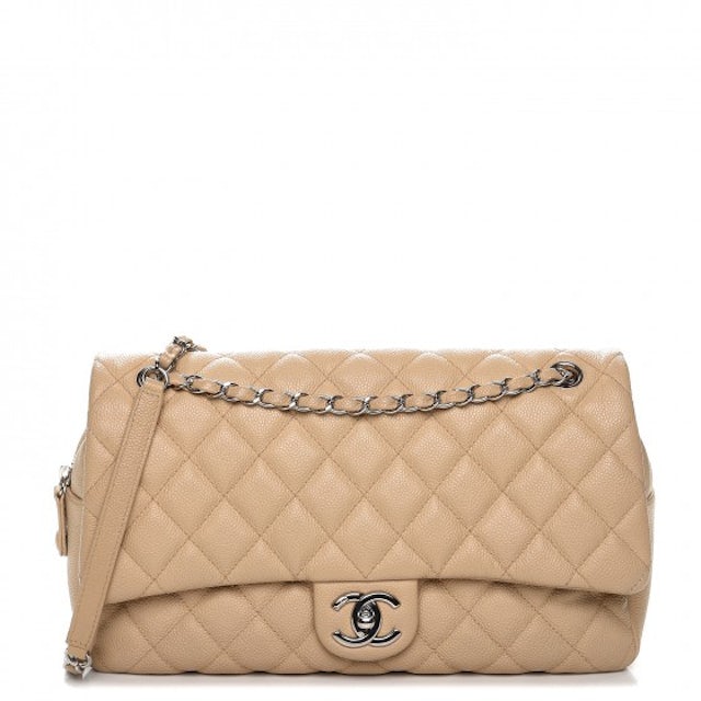 Chanel Beige & Black Large Boy Quilted Flap Bag at Jill's Consignment