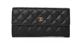Chanel Flap Gusset Wallet Quilted Diamond Large Black