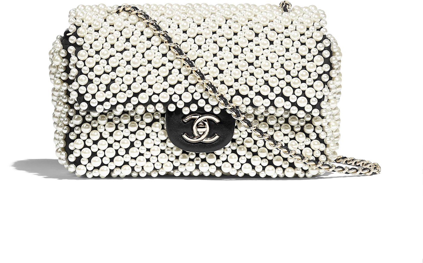 Chanel Black Small Flap Bag - White