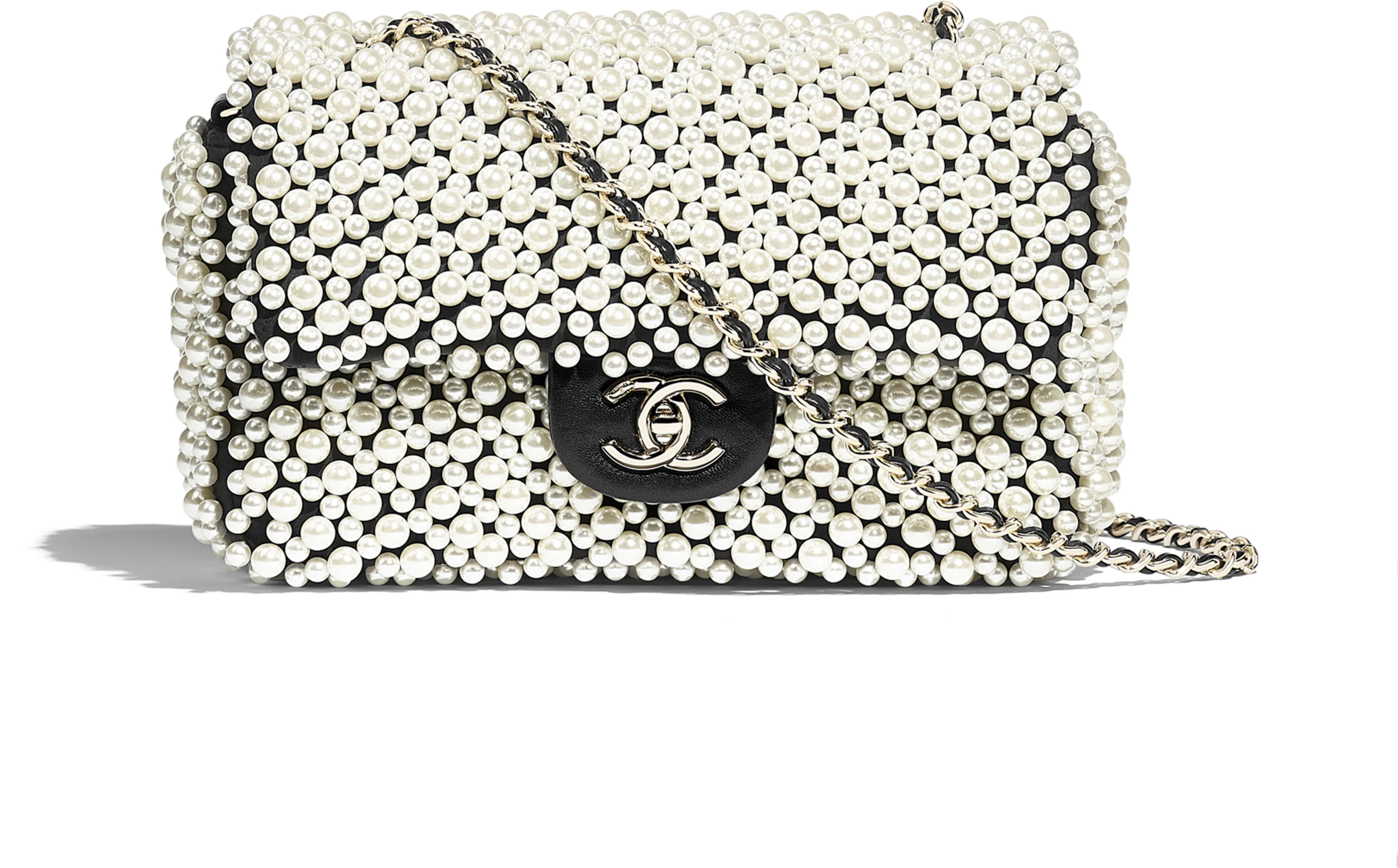 Chanel Pink And Black Quilted Lambskin Pearl Clutch Gold