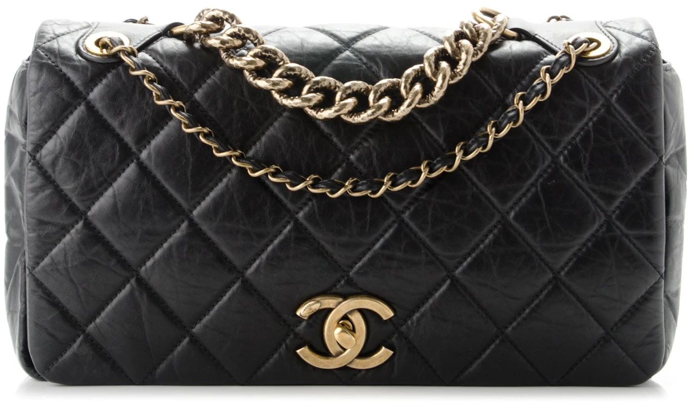 Chanel Chanel Black Silk Quilted Shoulder Bag
