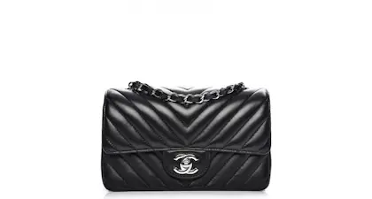 Chanel Rectangular Flap Quilted So Black Diamond Mini Black in Crumpled ...