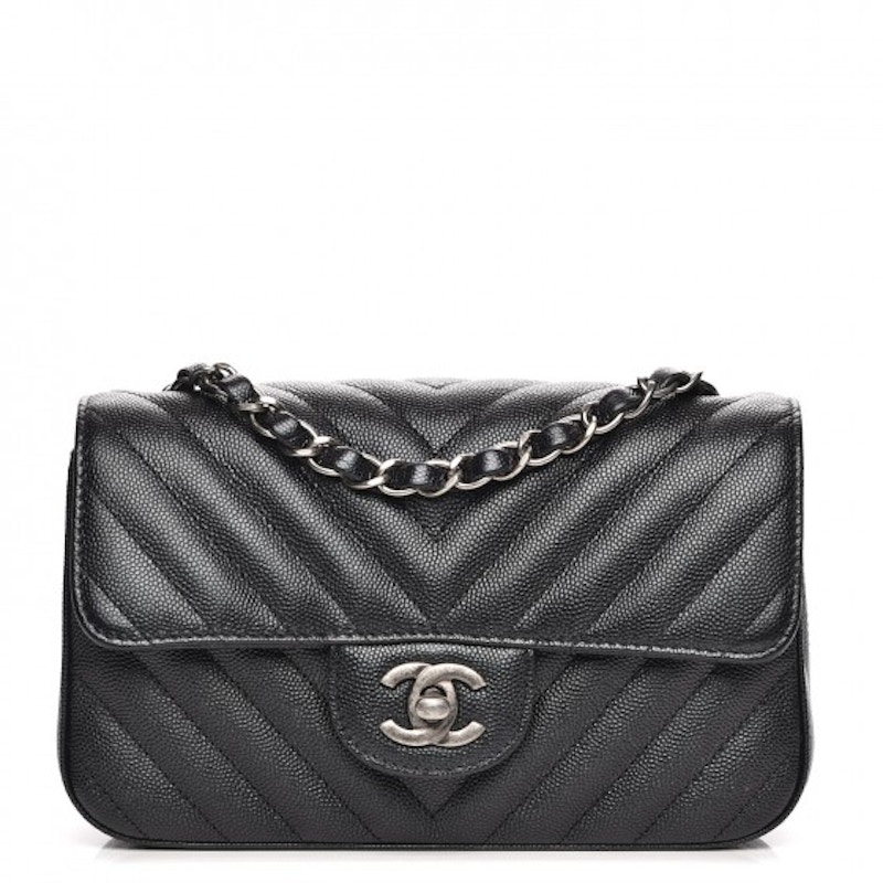 chanel black caviar rectangular mini