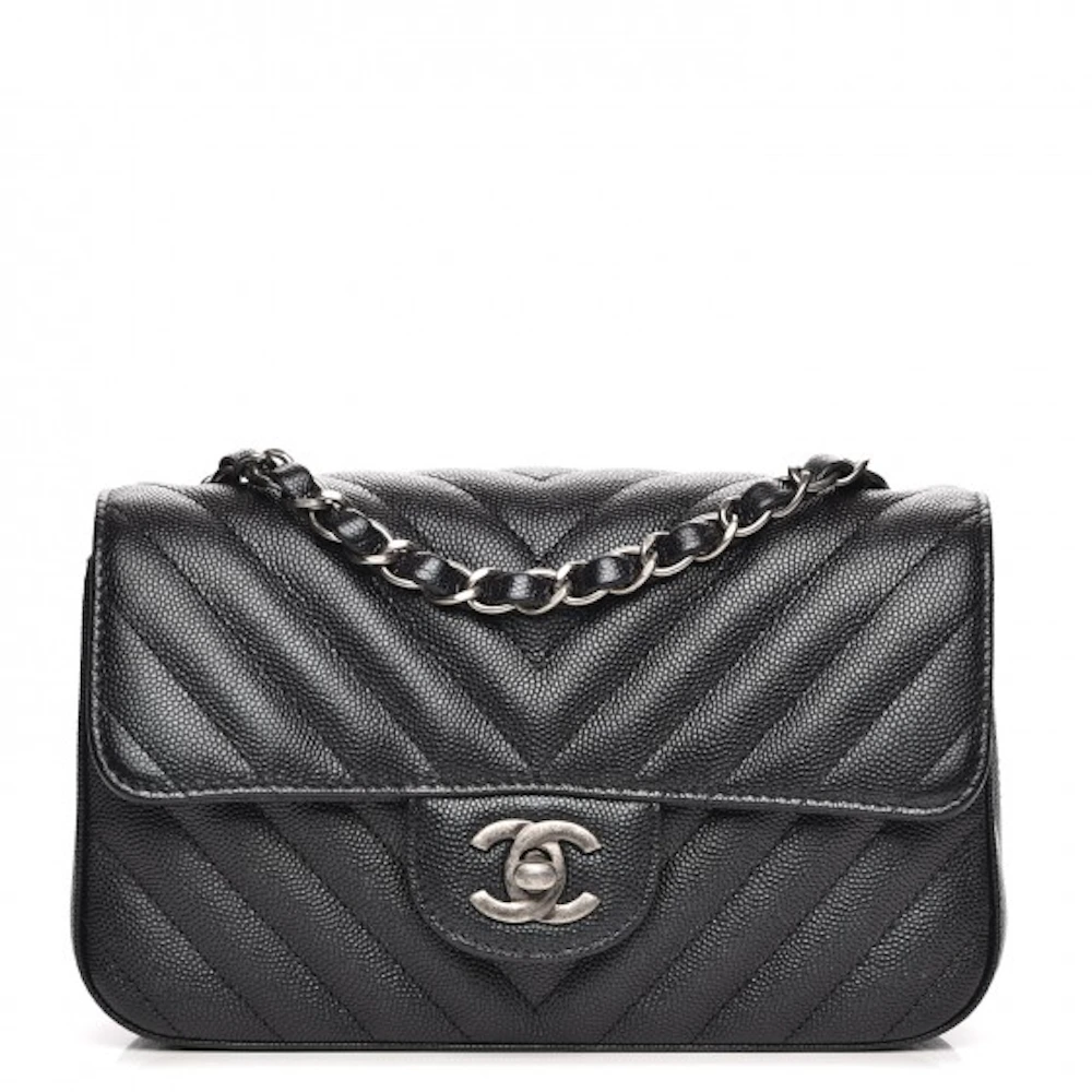 CHANEL Calfskin Chevron Quilted Coco Handle Flap Black 216094