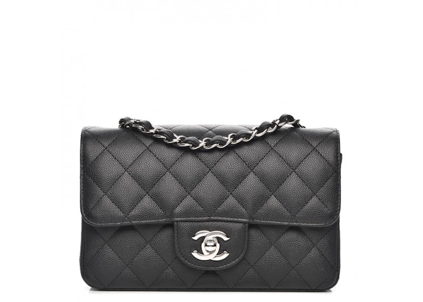 Chanel Rectangular Flap Quilted Caviar Silver-tone Mini Black in Caviar  with Silver-Tone - US