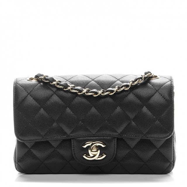 Chanel Mini Rectangular Flap Black Caviar in Caviar Leather with Gold-Tone  - GB