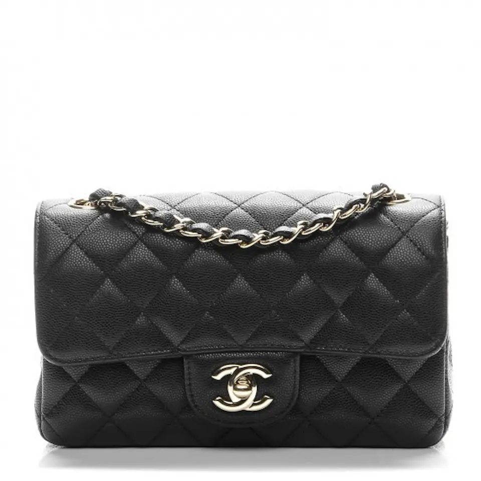 Chanel Mini Rectangular Flap Black Caviar in Caviar Leather with Gold ...