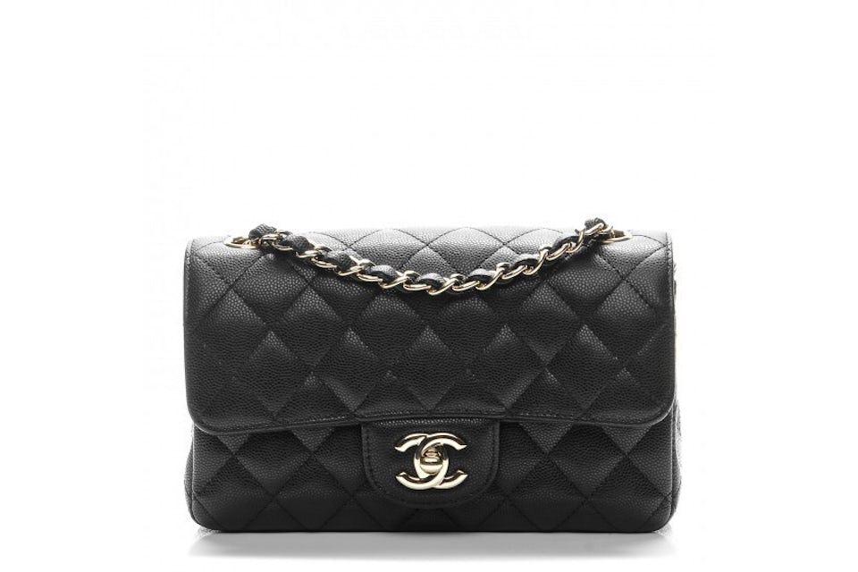 Chanel Mini Rectangular Flap Black Caviar in Caviar Leather with