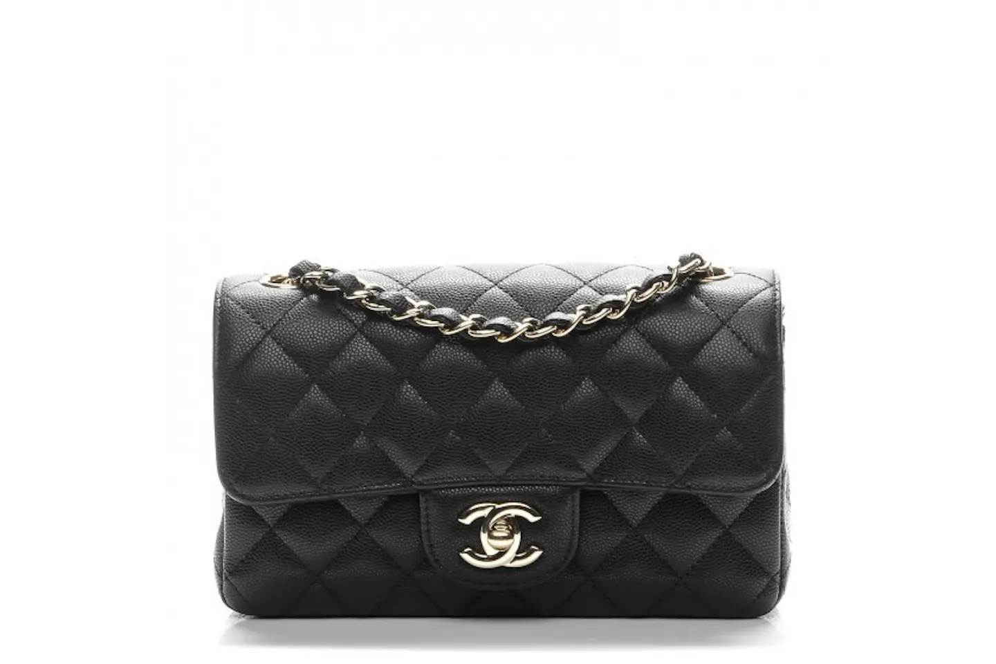 Chanel Mini Rectangular Flap Black Caviar in Caviar Leather with Gold ...