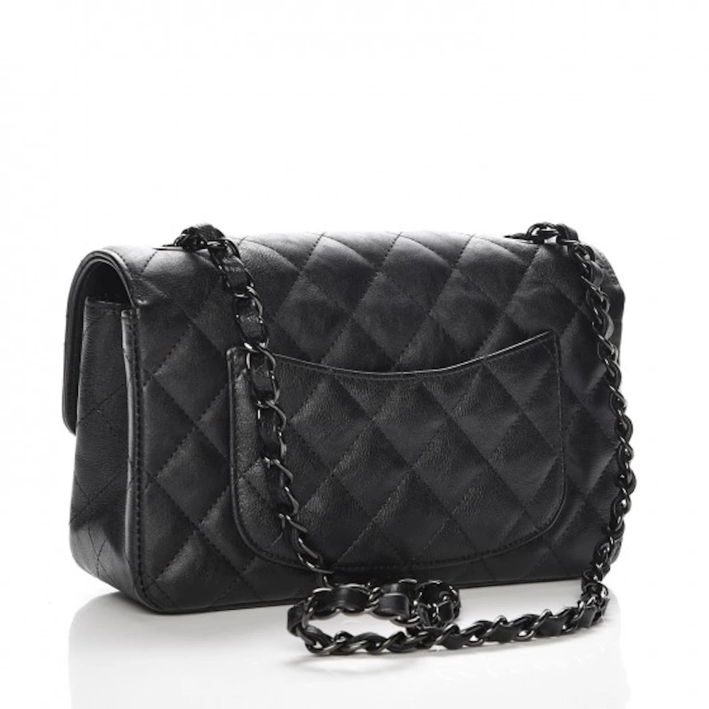 Chanel Rectangular Flap Quilted So Black Diamond Mini Black in Crumpled ...