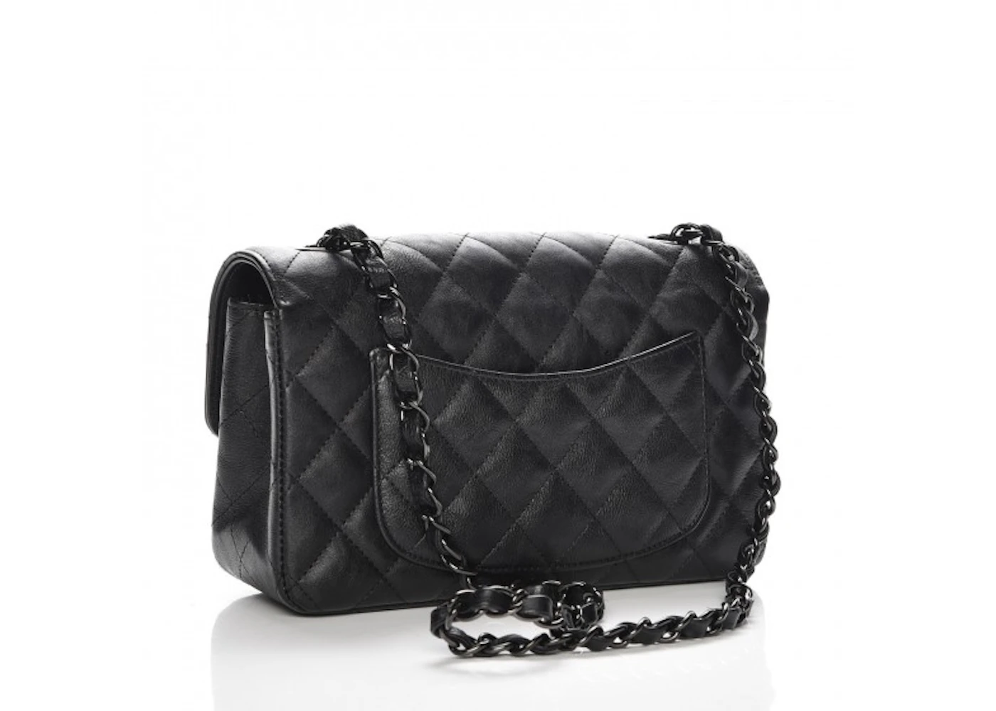 Chanel Rectangular Flap Quilted So Black Diamond Mini Black in Crumpled ...